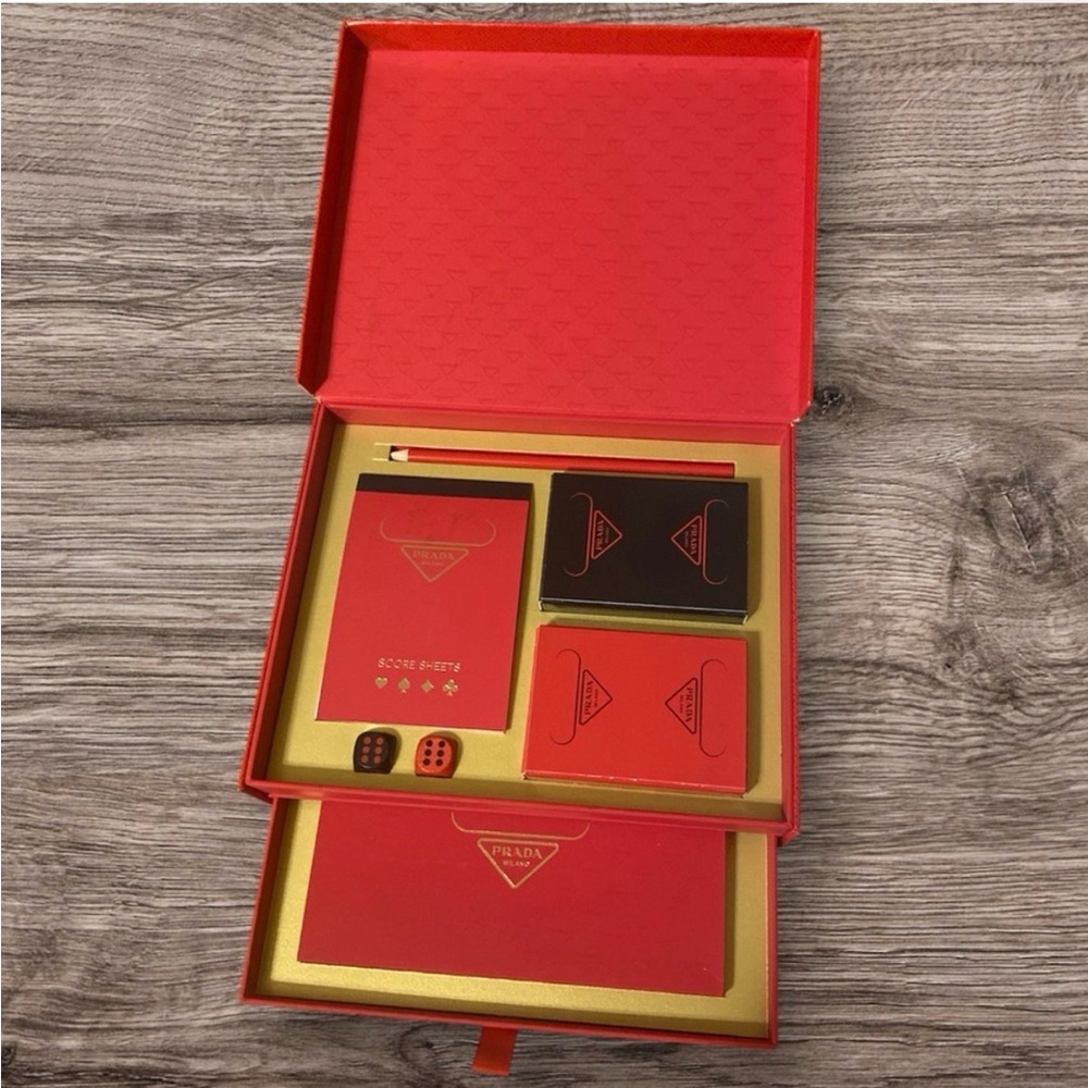 Prada Red and Gold Stationery Set